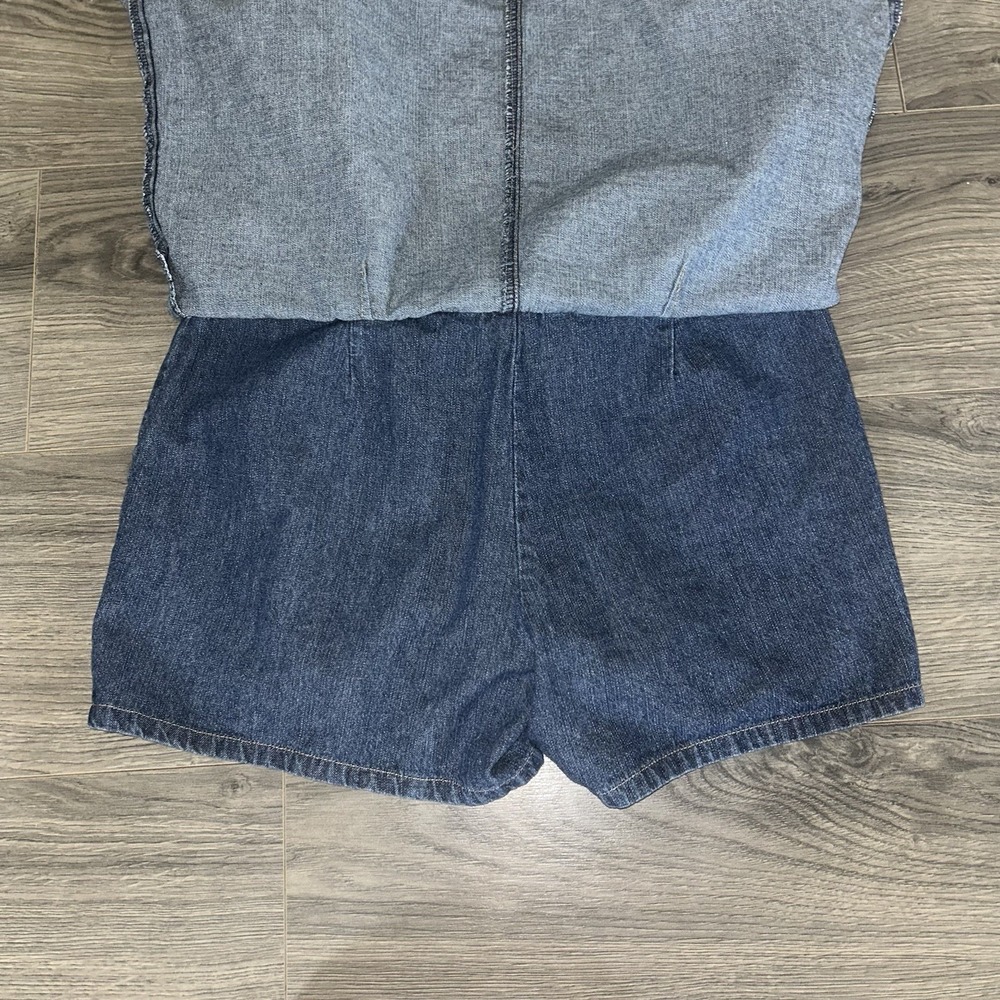 Y2K NY Jeans New York & Company Blue Denim Skort Size 6 Short Pockets Button - Picture 7 of 9